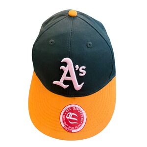 Oakland Athletics Youth Hat Green Yellow White Logo OC Sports MLB Cap